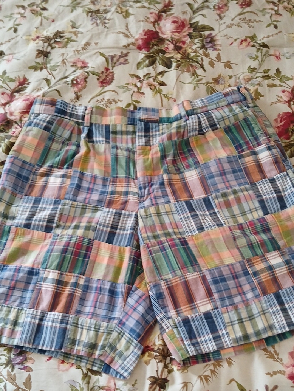 EUC Men's Multicolor Patchwork Madras Cotton Shorts - 40
